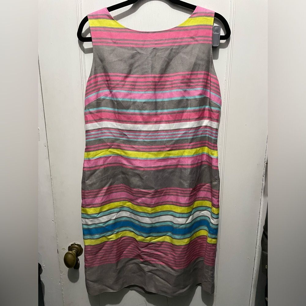 Tahari Arthur S. Levine Linen Blend Abstract Sheath Dress Size 12